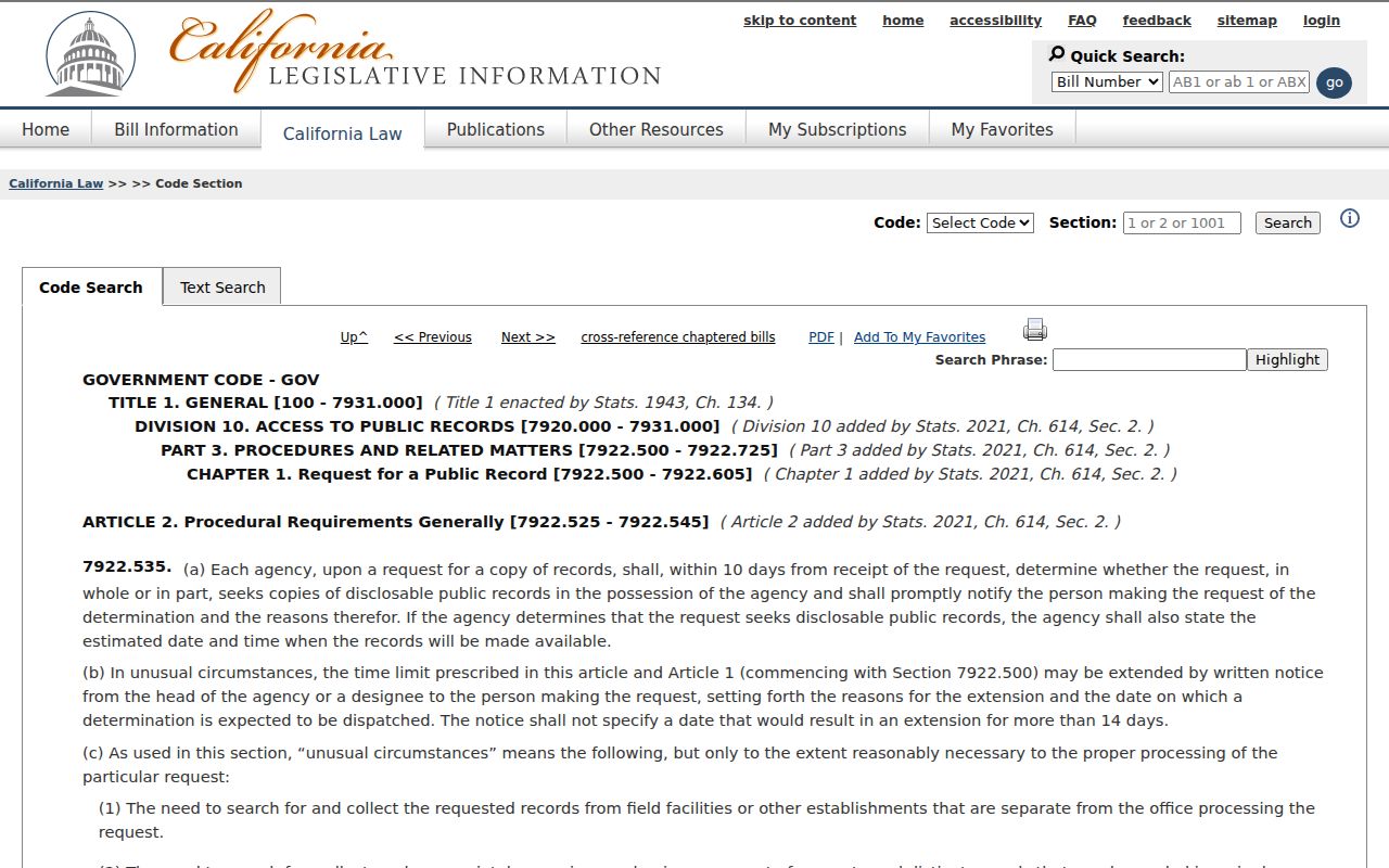 Pittsburg previous residents California public records deadline statute