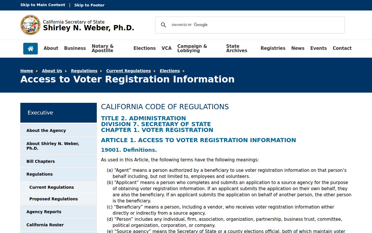 Pittsburg previous residents California voter information access rules